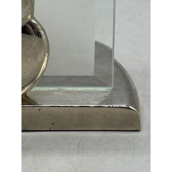 Kirkland 3D Snowman Candleholder 5in Silver Frosted Glass Tealight Used READ - Picture 3 of 9